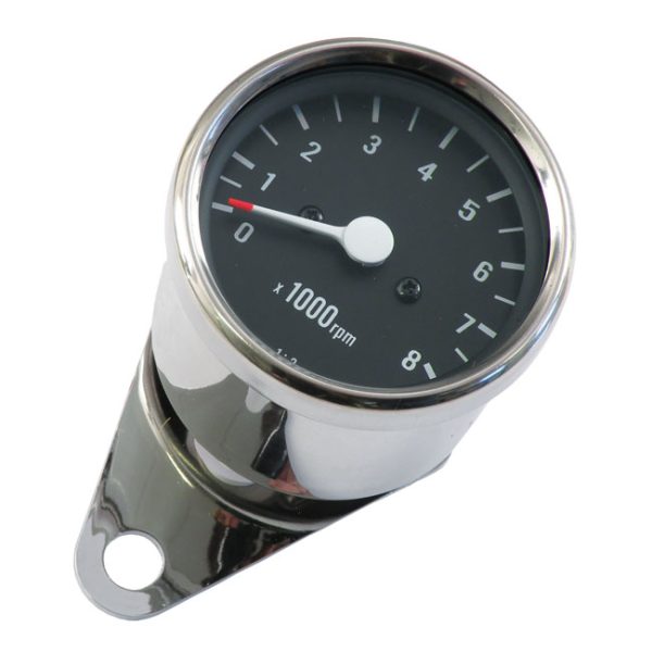 Mini mechanical tachometer. 8000 RPM. Chrome