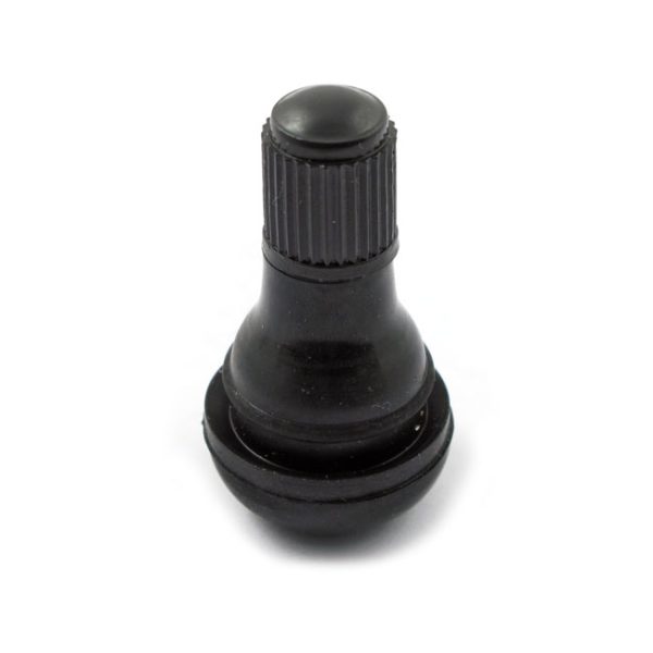 Press-in tubeless valve stem. plastic black cap