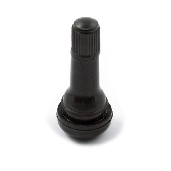 Press-in tubeless valve stem. plastic black cap