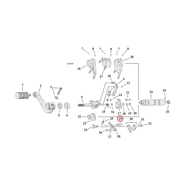 Grooved pin, transmission