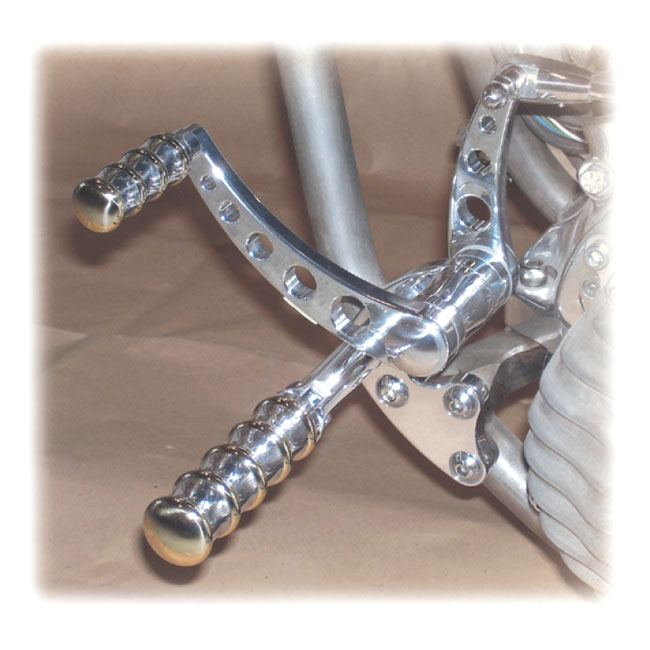 K-Tech, Vintage Style forward controls. Polished & brass