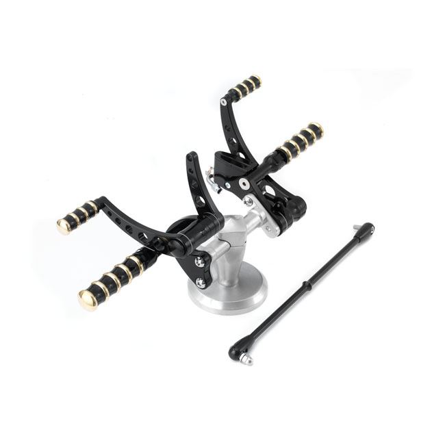 K-Tech, Vintage Style forward controls. Black & brass