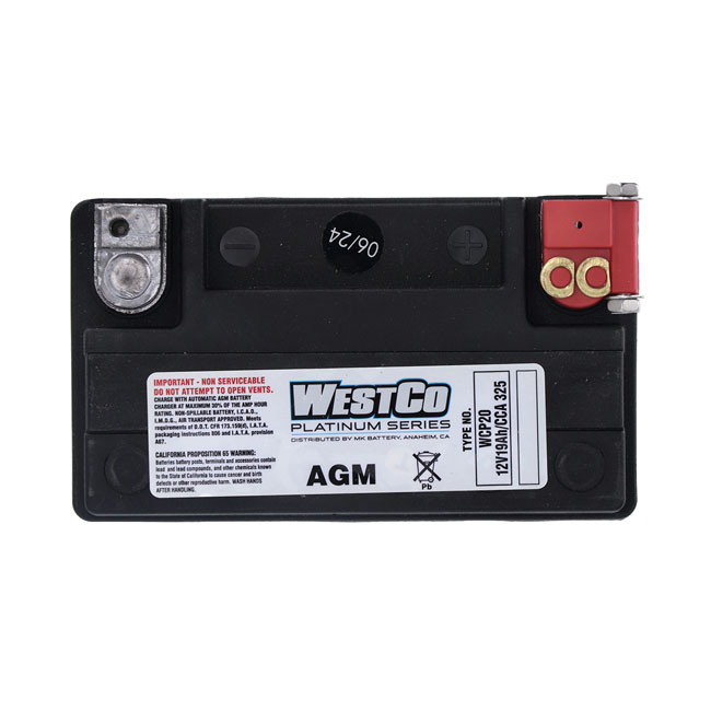 Westco, sealed AGM battery. 12V, 19Ah. 325CCA