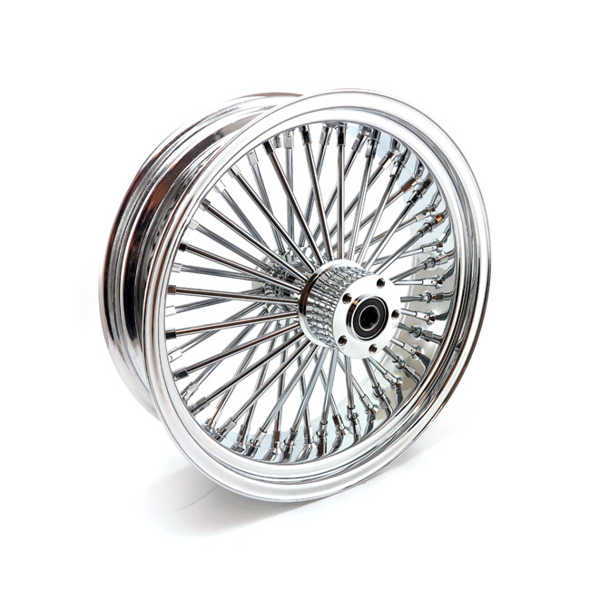 MCS radial 48 fat spoke rear wheel 5.50 x 18 chrome