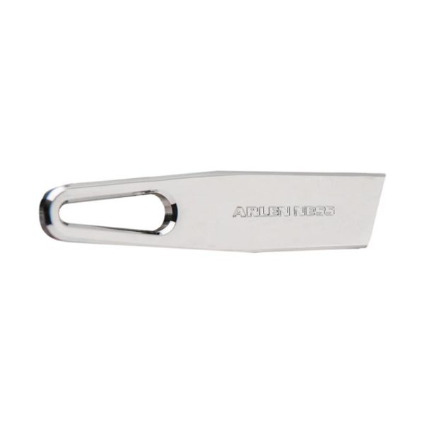 Arlen Ness, bagger kickstand tab extension. Chrome