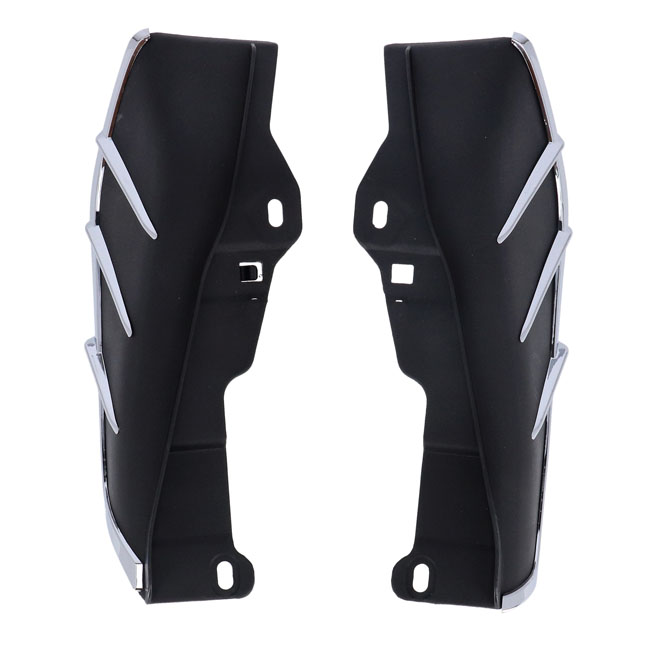 Seat heat deflector set. Black with chrome trim