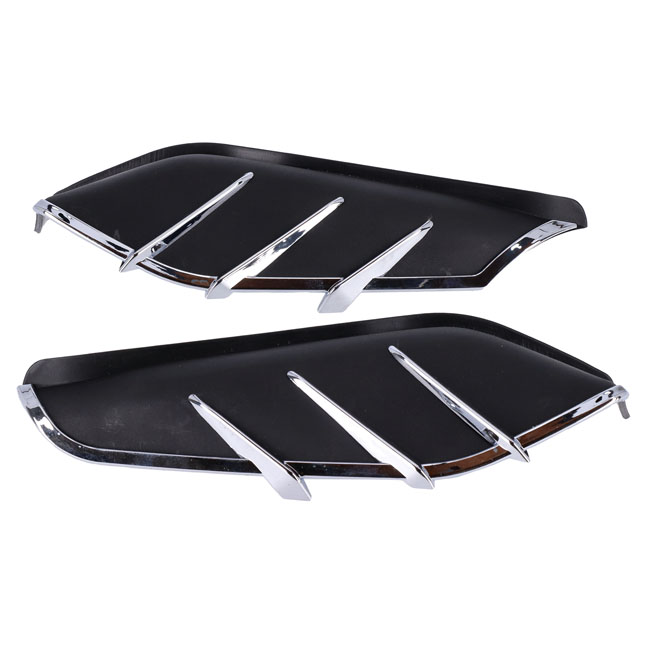 Seat heat deflector set. Black with chrome trim