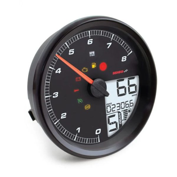 KOSO, HD-05 Speedometer / tachometer. Black bezel