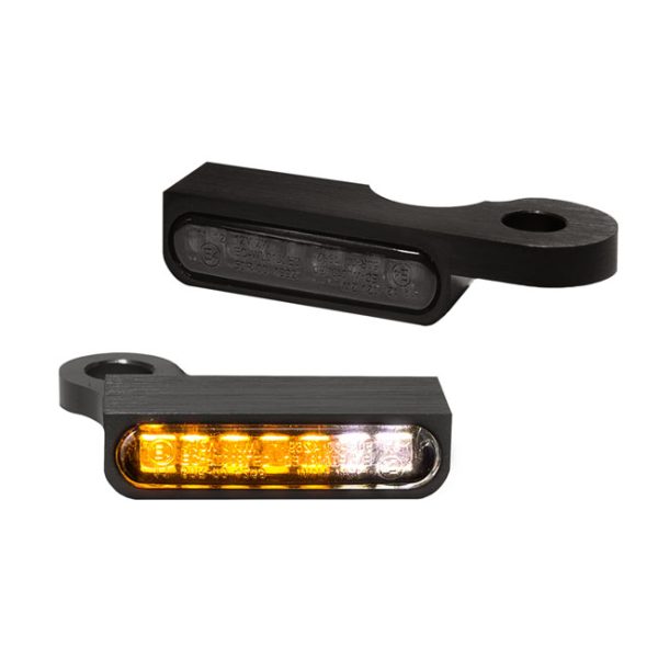 HeinzBikes, 'Stripes' below bar turn signals. Black anodized