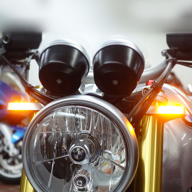 *4 DAYS EXTRA TRANSIT TIME* HeinzBikes, ZC-Line Classic LED fork turn signal set. Silver