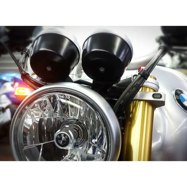 *4 DAYS EXTRA TRANSIT TIME* HeinzBikes, ZC-Line Micro LED fork turn signal set. Silver