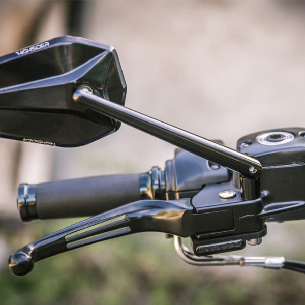 HeinzBikes, 'Stripes' below bar turn signals. Black anodized