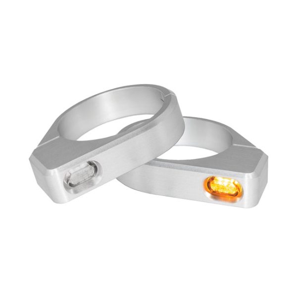 *4 DAYS EXTRA TRANSIT TIME* HeinzBikes, ZC-Line Micro LED fork turn signal set. Silver