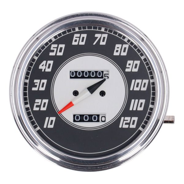 FL speedometer, '46-47 face', silver/black. 1:1 mph