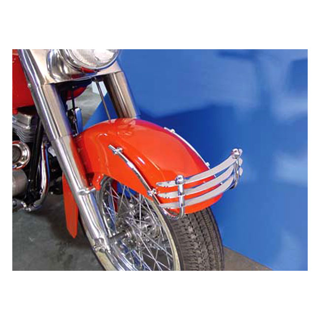 Front fender rail 'cheese grater'. Chrome