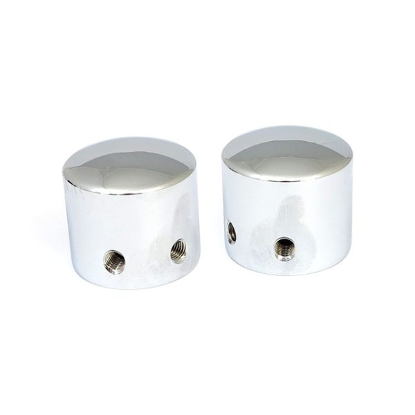 Front axle nut cap kit. Chrome. Domed