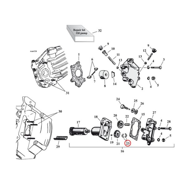 Split washer ret.gear oilpump