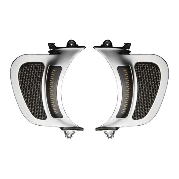 Custom Dynamics, Road Glide LED vent inserts. Chrome