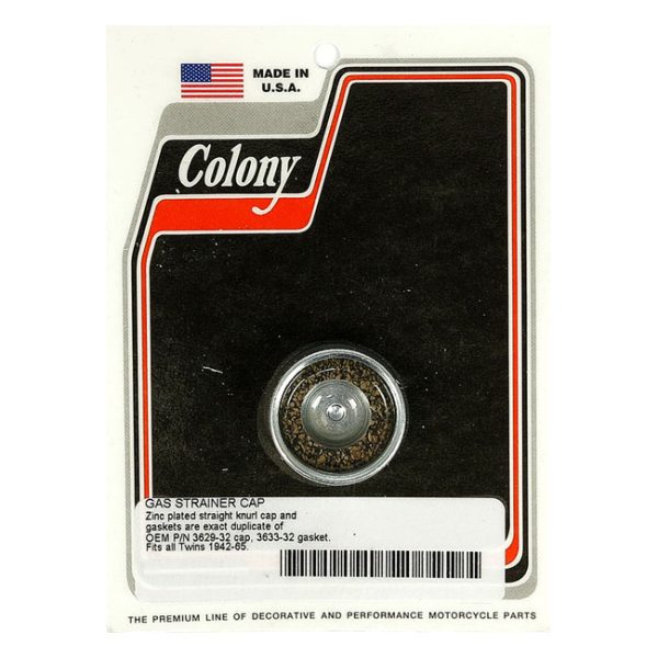 Colony, gas strainer cap. 42-65 style. Zinc