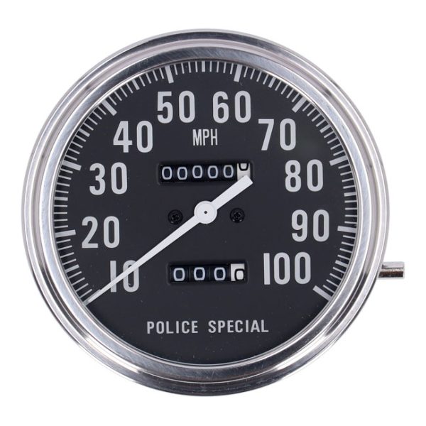 FL speedometer, 'Police face', black. 2:1 mph