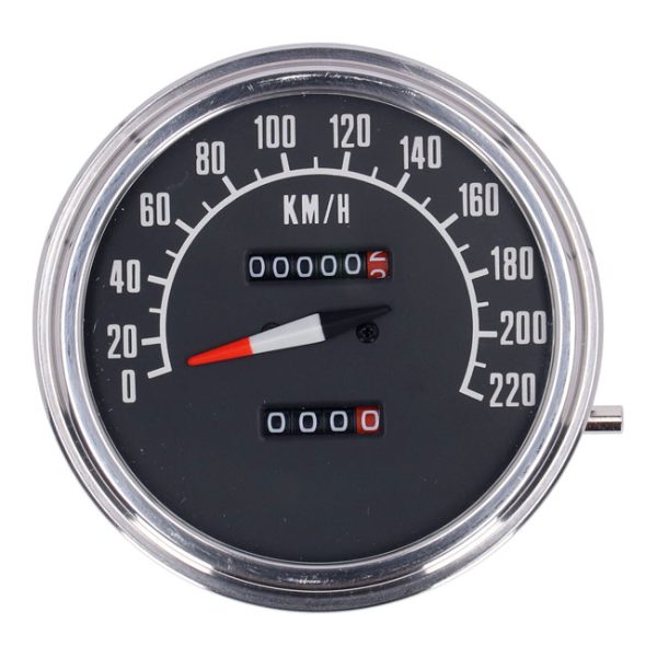 FL speedometer, '74-84 face', black. 2:1 kmh