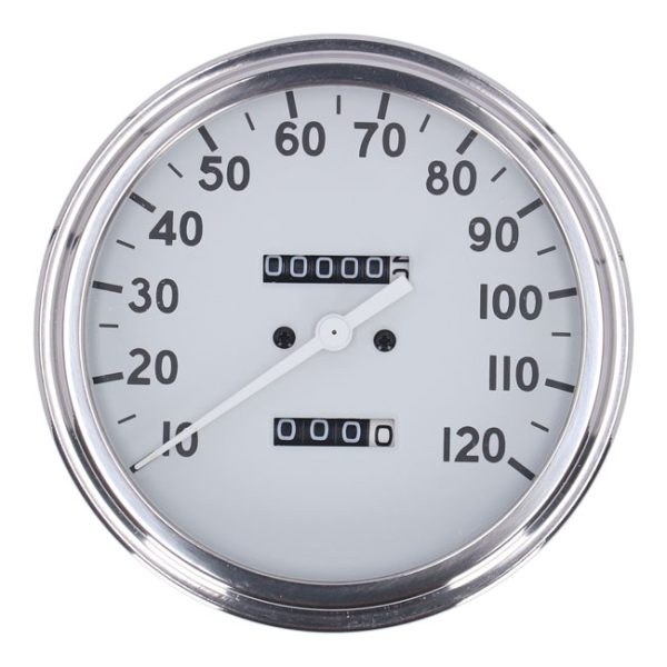 FL speedometer, '36-40 face', white. 2.24:1 mph