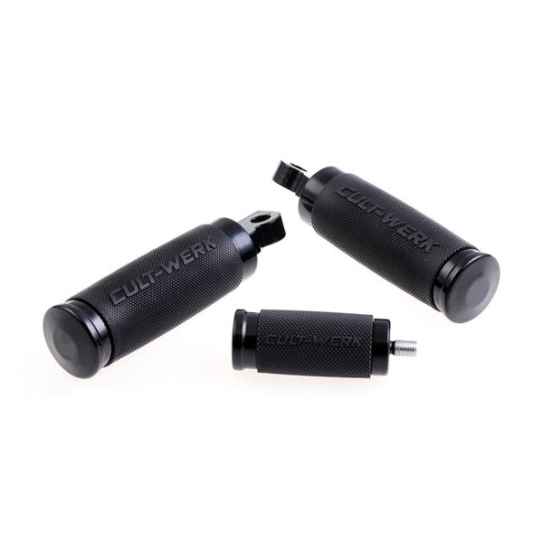 Cult-Werk, 'Racing' rider foot & shift peg set. Gloss black