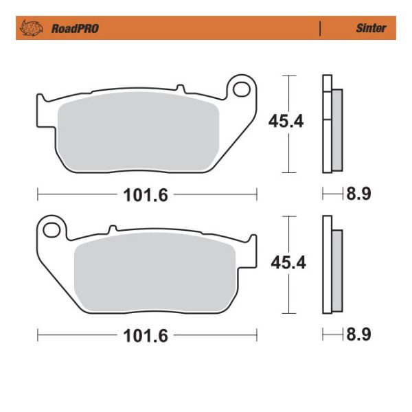 Moto-Master RoadPro front brake pads. Sintered
