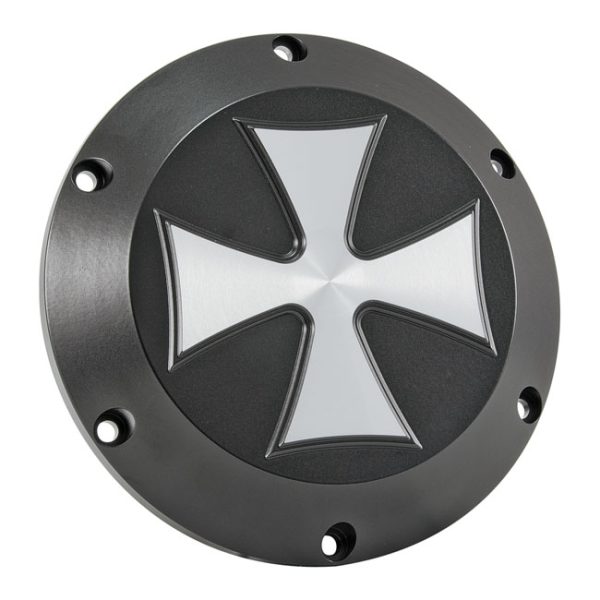 Hells Kitchen Choppers, derby cover Maltese Cross. Black