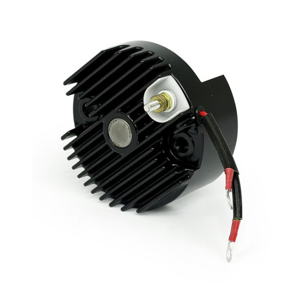Solid-state 12-v voltage finned regulator. Black