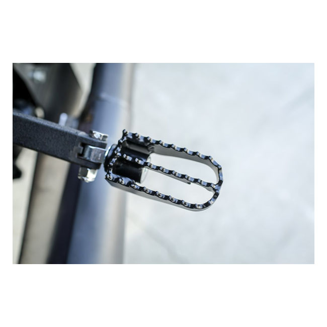 Burly, Mini MX style foot pegs. Black