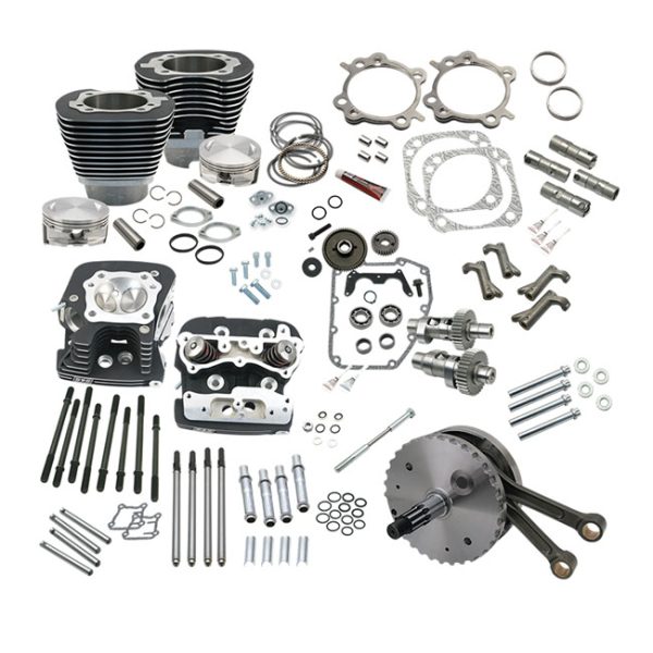 S&S, 124" Twin Cam Touring hot set-up kit with heads. Black