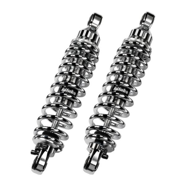 Bitubo, WME dual shock absorber set. Chrome. 321mm