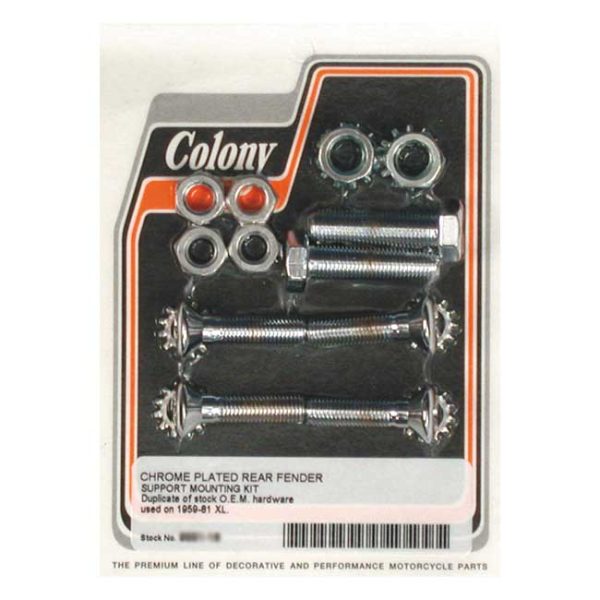 Colony, rear fender mount kit. Chrome
