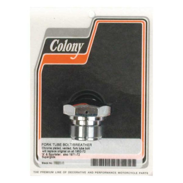 Colony, 35mm fork tube cap bolt. Chrome