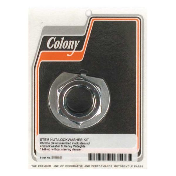 Colony, Fork stem nut & lock washer kit. Chrome