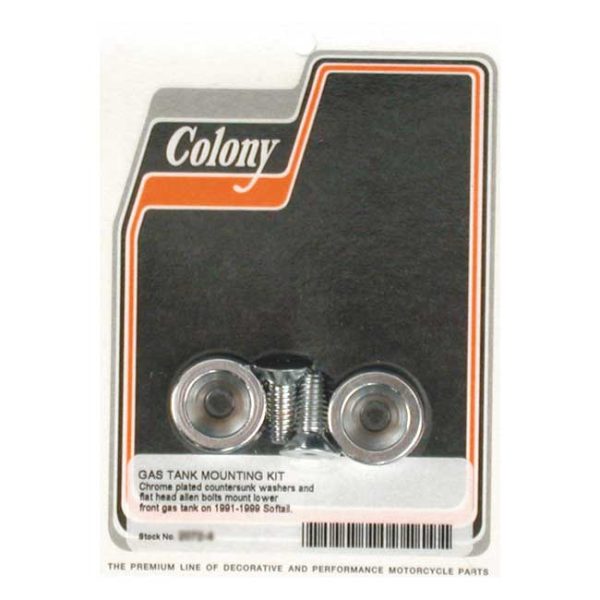 Colony, front side gas tank mount kit. Chrome