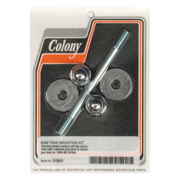 Colony, gas tank mount kit. Chrome Acorn