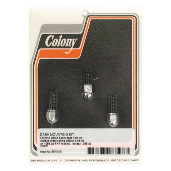 Colony, dash cover mount kit. Chrome Acorn
