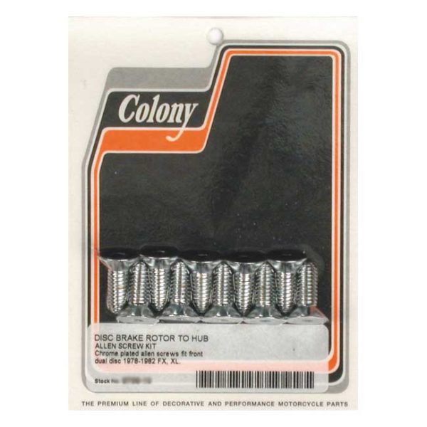 Colony, front brake rotor bolt kit. Chrome