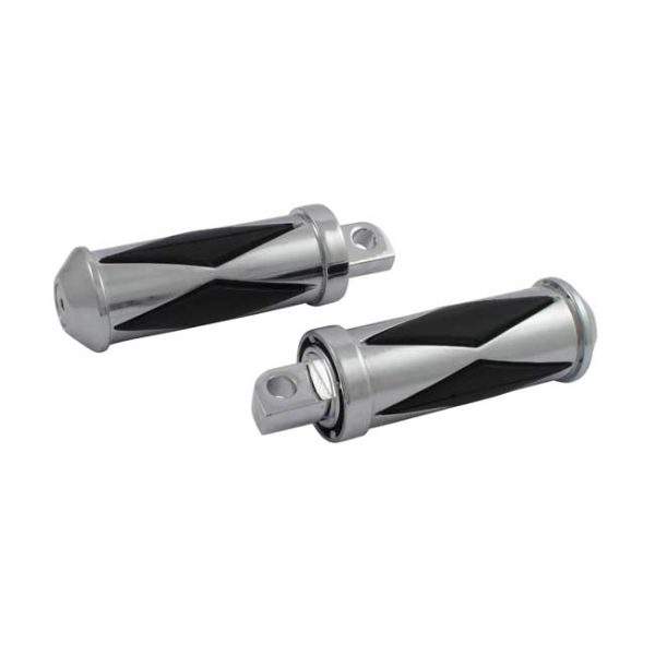 Diamond footpegs, large diameter. male mount. Chrome