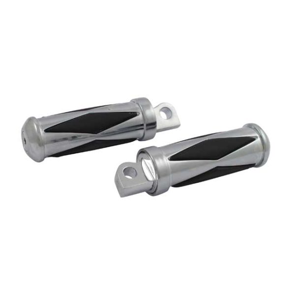 Diamond footpegs, small diameter. male mount. Chrome