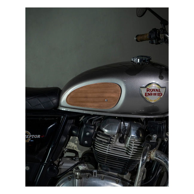 Trip Machine, Classic leather tank pad set. Tobacco