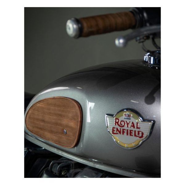 Trip Machine, Classic leather tank pad set. Tobacco