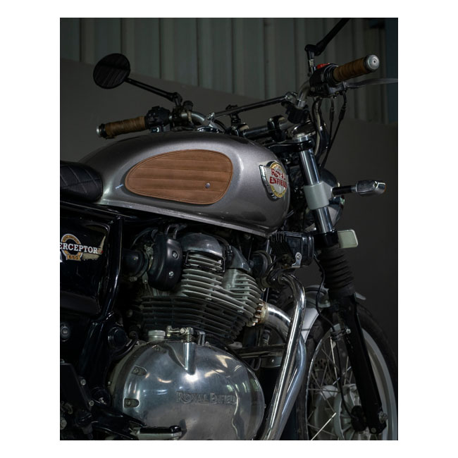 Trip Machine, Classic leather tank pad set. Tobacco