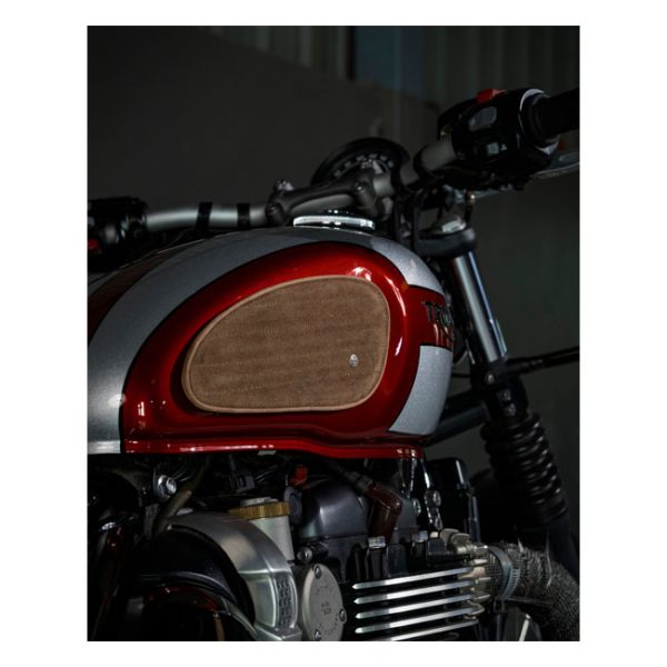 Trip Machine, Classic leather tank pad set. S Tobacco