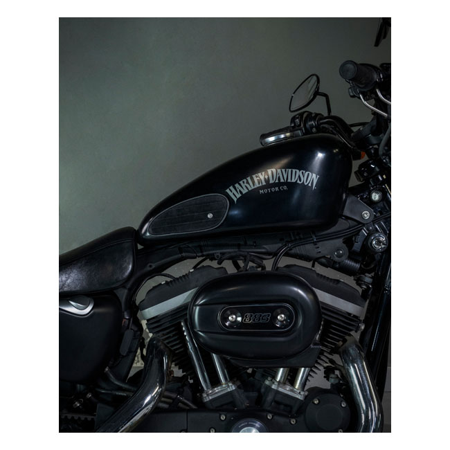 Trip Machine, Mini Classic leather tank pads. Black suede