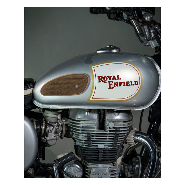 Trip Machine, Mini Classic leather tank pads. Tobacco suede