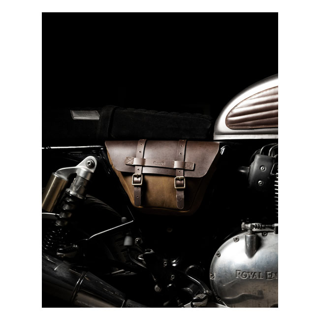 Trip Machine, Wingman side panel bag set. Tobacco brown