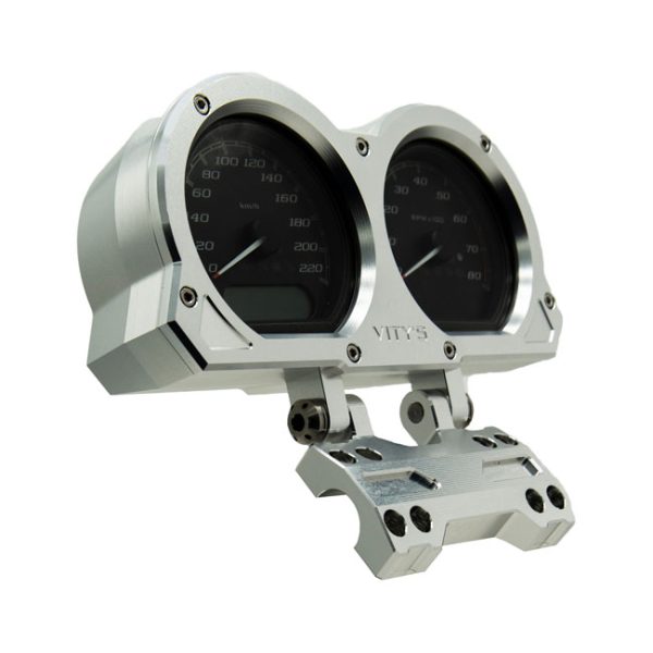 Vity's Design, adjustable dual gauge holder. Silver